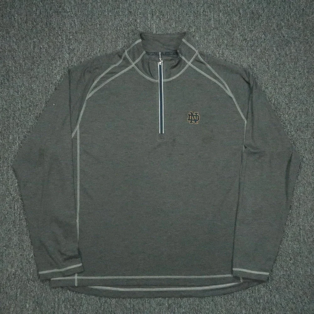 Notre Dame Fighting Irish Pullover Men XXL Gray Tommy Bahama Quarter Zip Sweater